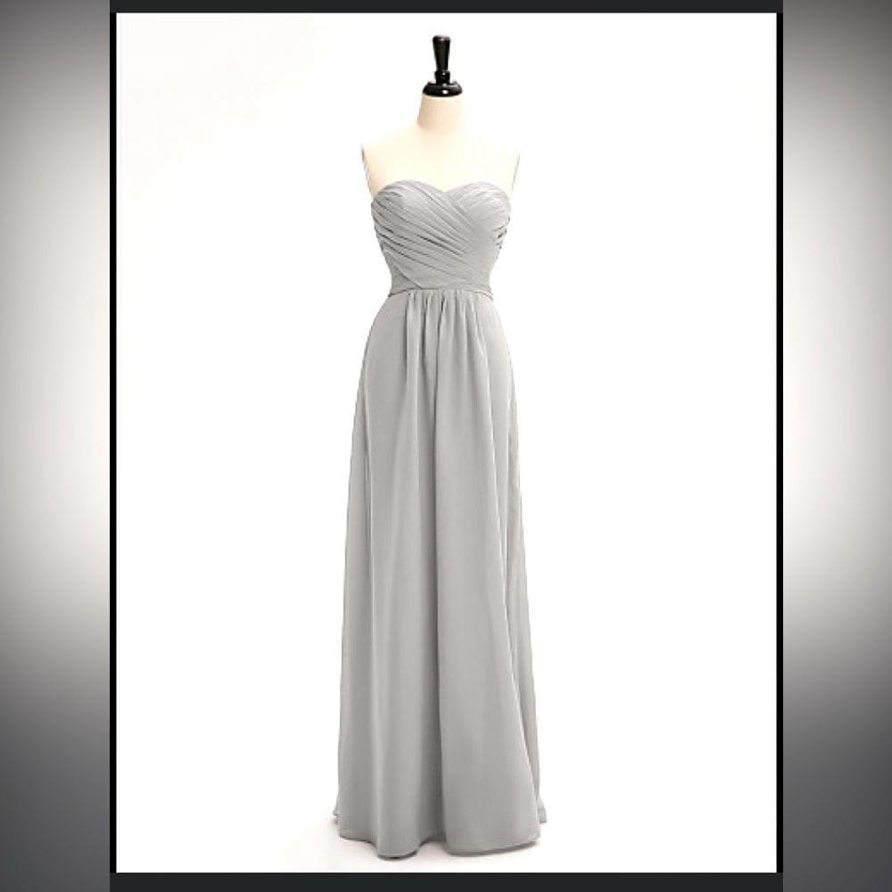 Blue/Grey strapless tall bridesmaid dress